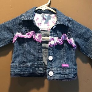 Naartjie Jean Jacket with purple ruffles 🦄